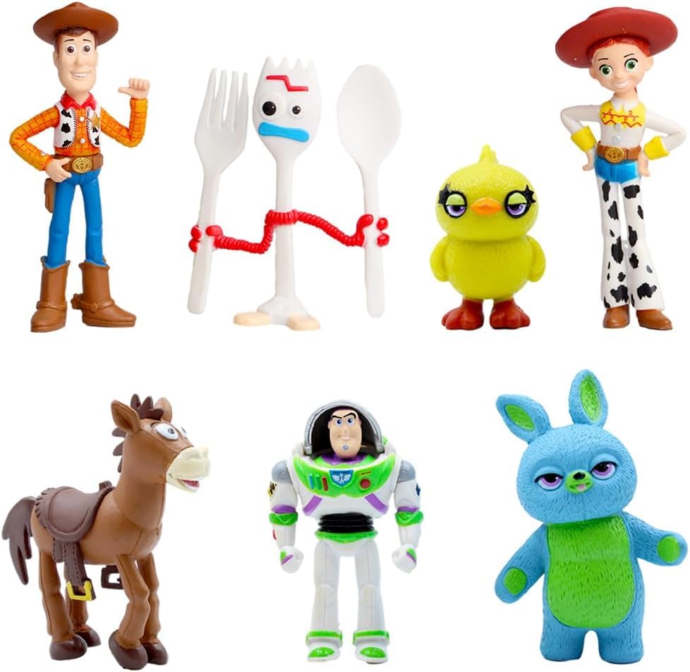 Image of Mini Action Figures, Multiple Character Collectible Set, Car Dashboard, Decoration and Cake Topper Toys for Fans 5-15 cm (7 Pcs Adorable Toy & Story Playset)