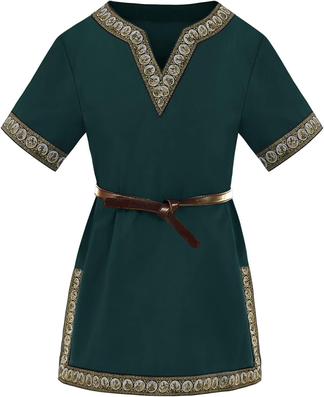 GafengKids Medieval Knight Costume Tunic Renaissance V Neck Shirt Viking Vintage Warrior Halloween Tops