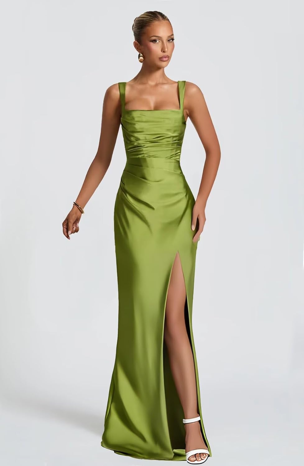 Silk Satin Bridesmaid Dresses Long Spaghetti Straps Pleated Cocktail Dress Mermaid Prom Dress 2026 - Image 2