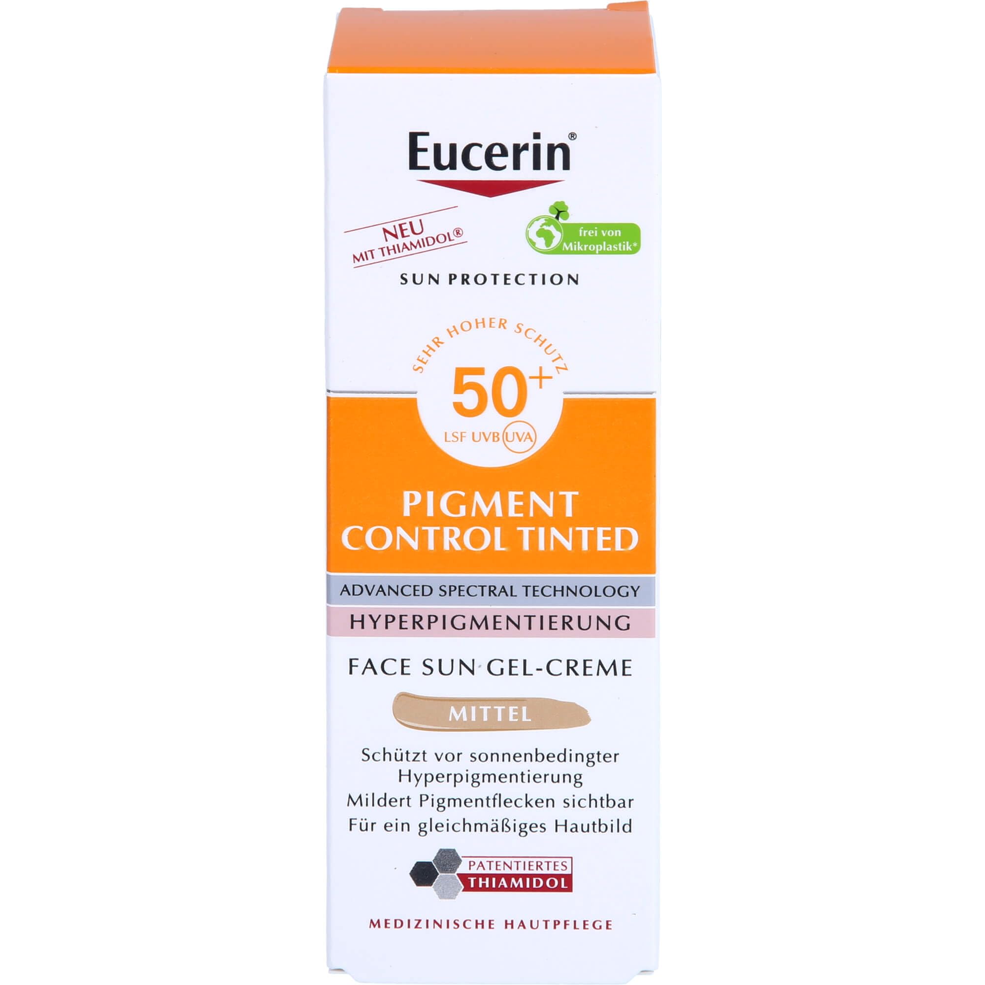 Eucerin Pigment Control Tinted Face Sun Gel-Creme LSF 50+ getönter Sonnenschutz gegen Pigmentflecken Mittel, 50 ml Kremowa