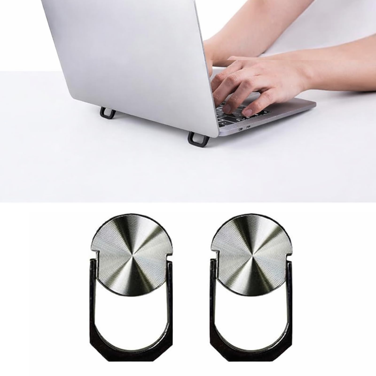 Adhesive Laptop Stand Set of 2 Portable Ergonomic Riser for Desk Travel Home Office Suitable for Wife Mom Partner(Silvery)