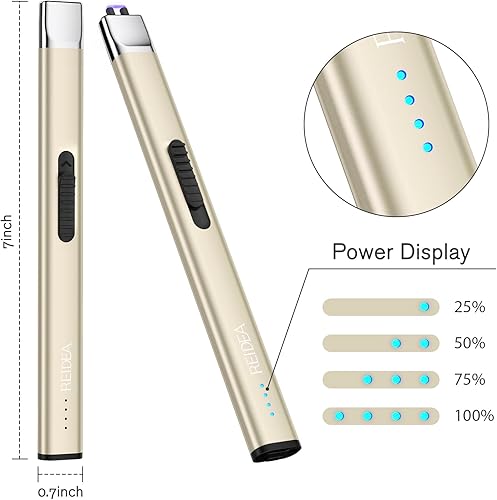 Miniatura 9 de REIDEA Encendedor eléctrico de velas, resistente al viento, sin llama, recargable por USB, encendedor retráctil con botón de seguridad e indicador