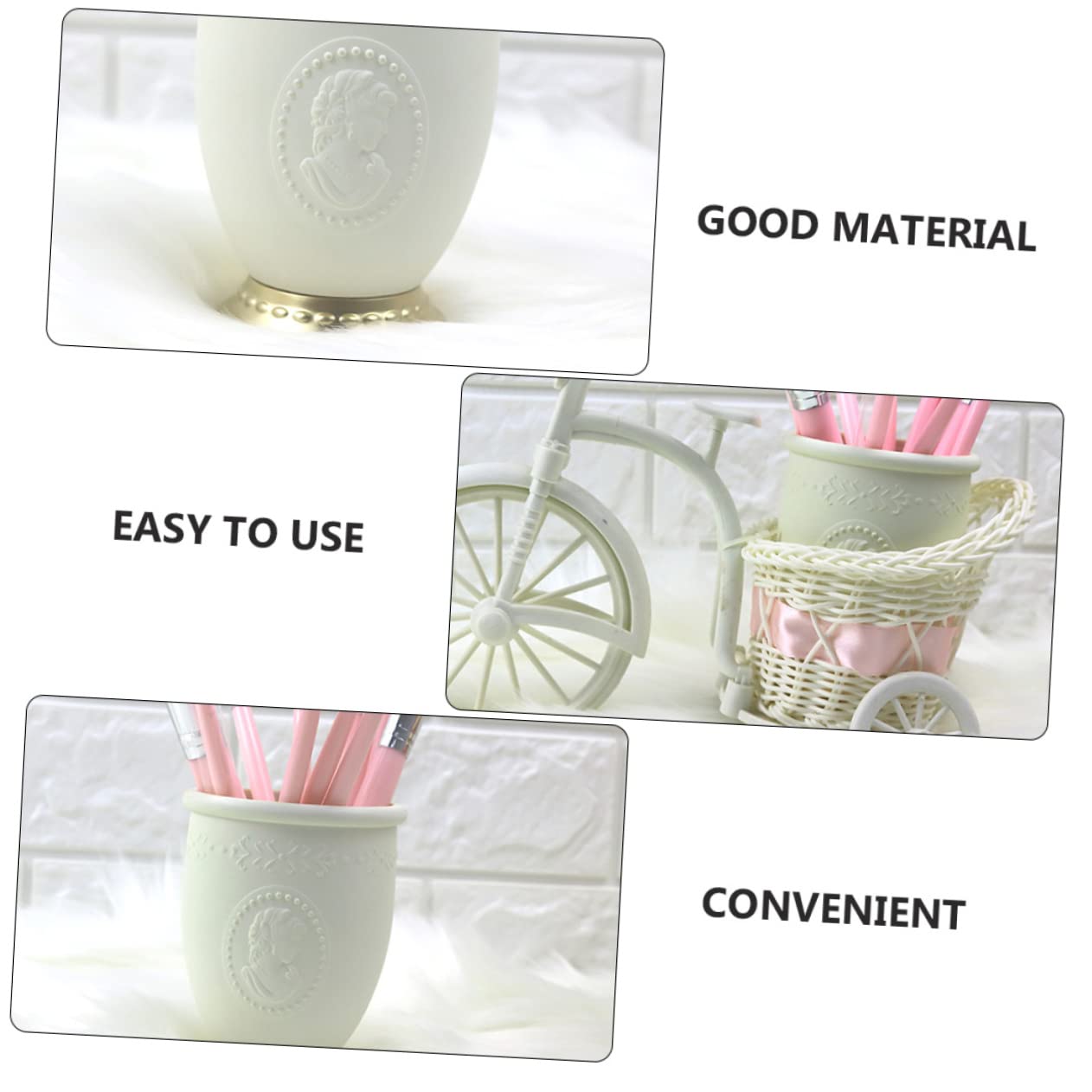 3piezas Organizador De Escritorio Para Brochas De Maquillaje y Utensilios De Oficina Contenedor De Almacenamiento De Cosméticos y Material De Papelería Diseño Elegante y