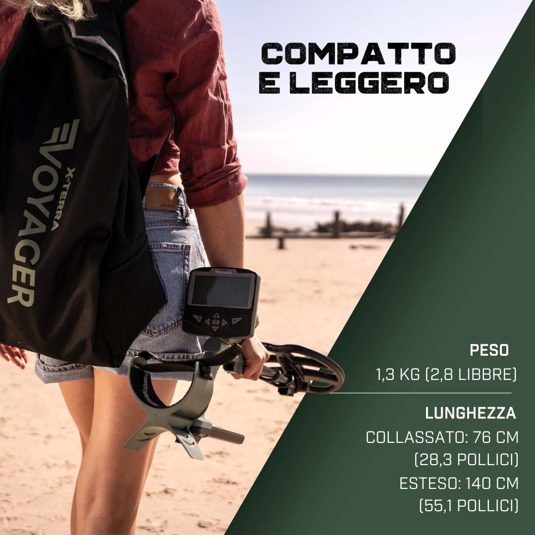 Minelab X-Terra Voyager All-Terrain Professional Pinpointing Metal Detector per Adulti con Bobina Impermeabile, 4 Modalità di Rilevamento (Kit Completo con Cuffie, Zaino, Pala Profonda)