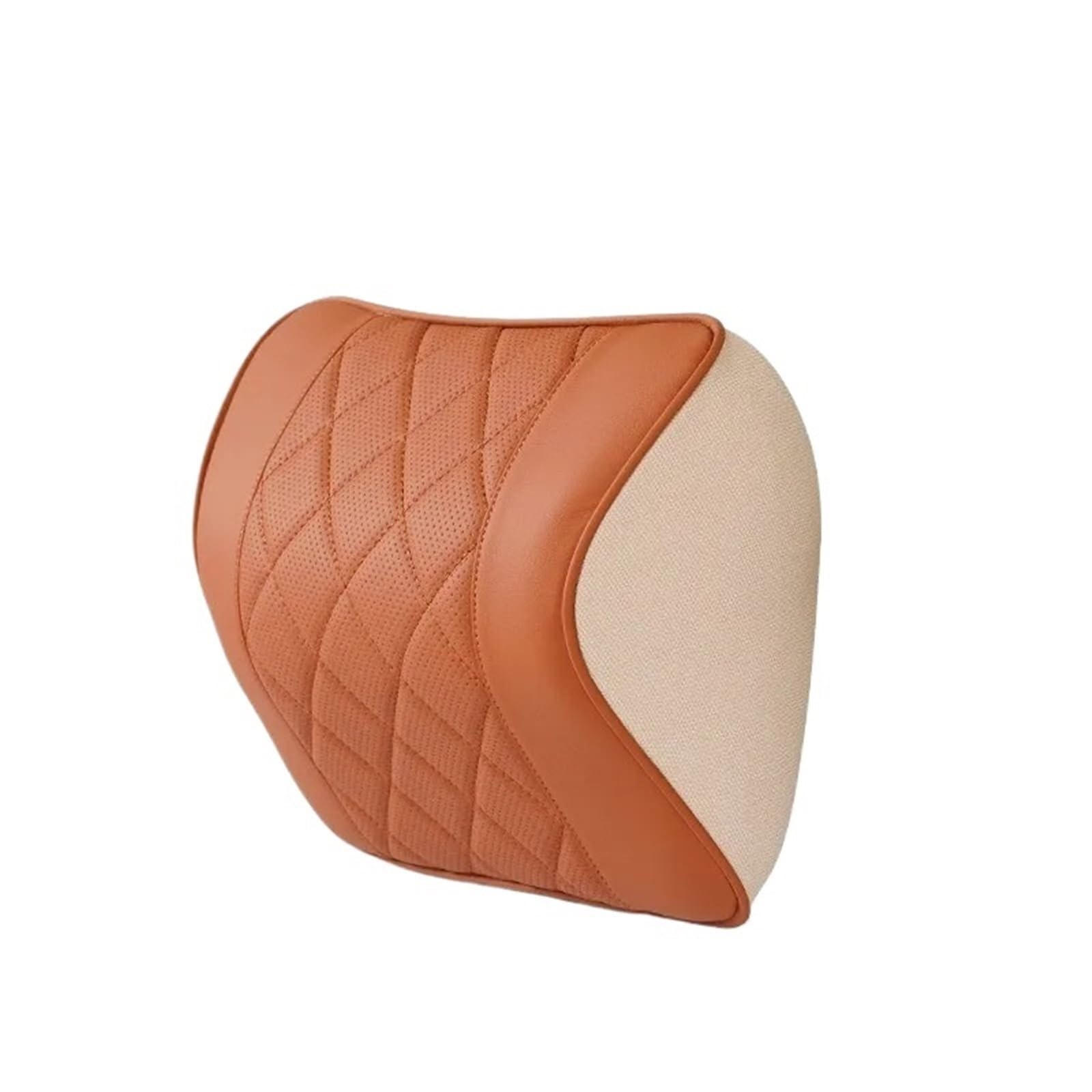 KAUWYEHD Car Seat Accessories Na&ppa Leather Car Neck Cushion Waist Support Headrest Lumbar Seat Pillow(Orange -Car headrest)