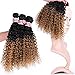 Kinky Curly Synthetic Hair Weave 3 Bundles 16 18 20 Inches Black and Blonde Ombre Colored Hair Extensions