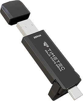 Timetec 256GB Pro Portable USB 3.2 Gen 2 Type-C/Type-A SSD Read Speed 1000MB/s Solid State Drive Stick for iPhone 15/Android/Tablet/Windows/Mac