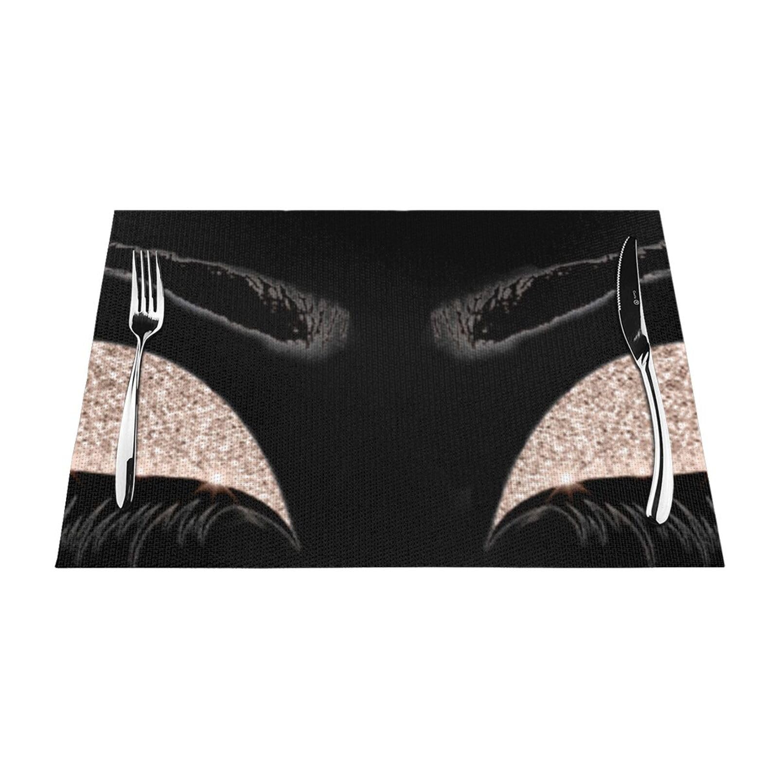 PVC Placemat Set of 4 PCS, 45x30 CM, Eyelash Pattern Printed Non-Slip Heat Resistant Place Mats for Kitchen Dining Table Indoor Outdoor