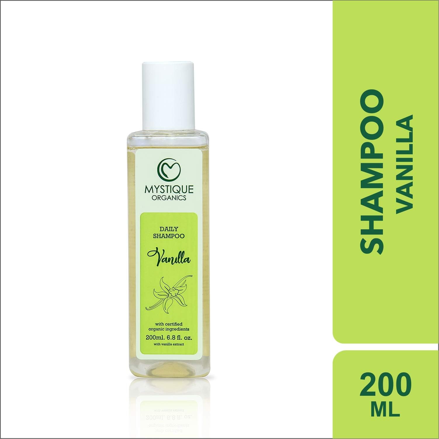 MYSTIQUE ORGANICS Paraben Free Daily Shampoo with Vanilla Extracts 200 ml / 6.8 Fl. Oz