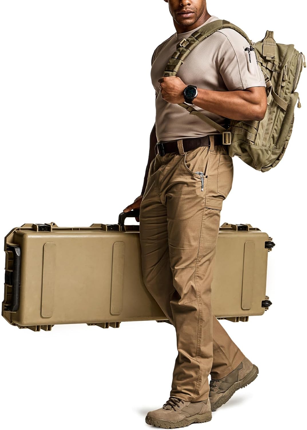 CQR Men's Utility Flex Cargo Pants, Classic-Fit Casual Stretch Work Pants, Water Resistant Lightweight Tactical Hiking Pants - Image 8