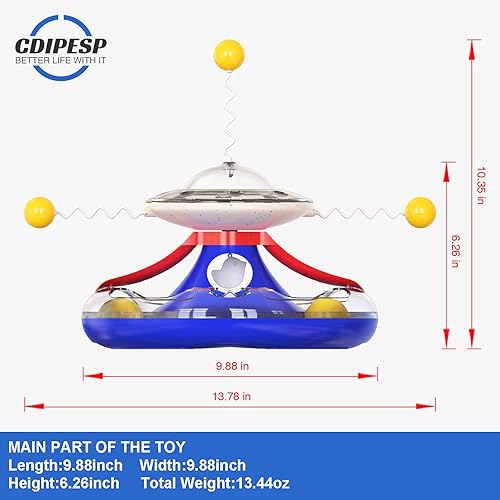 Miniatura 4 de Pelotas interactivas 3 en 1 para gatos, juguetes giratorios para gatos, molino de viento, dispensador de comida para gatos, alimentador lento,