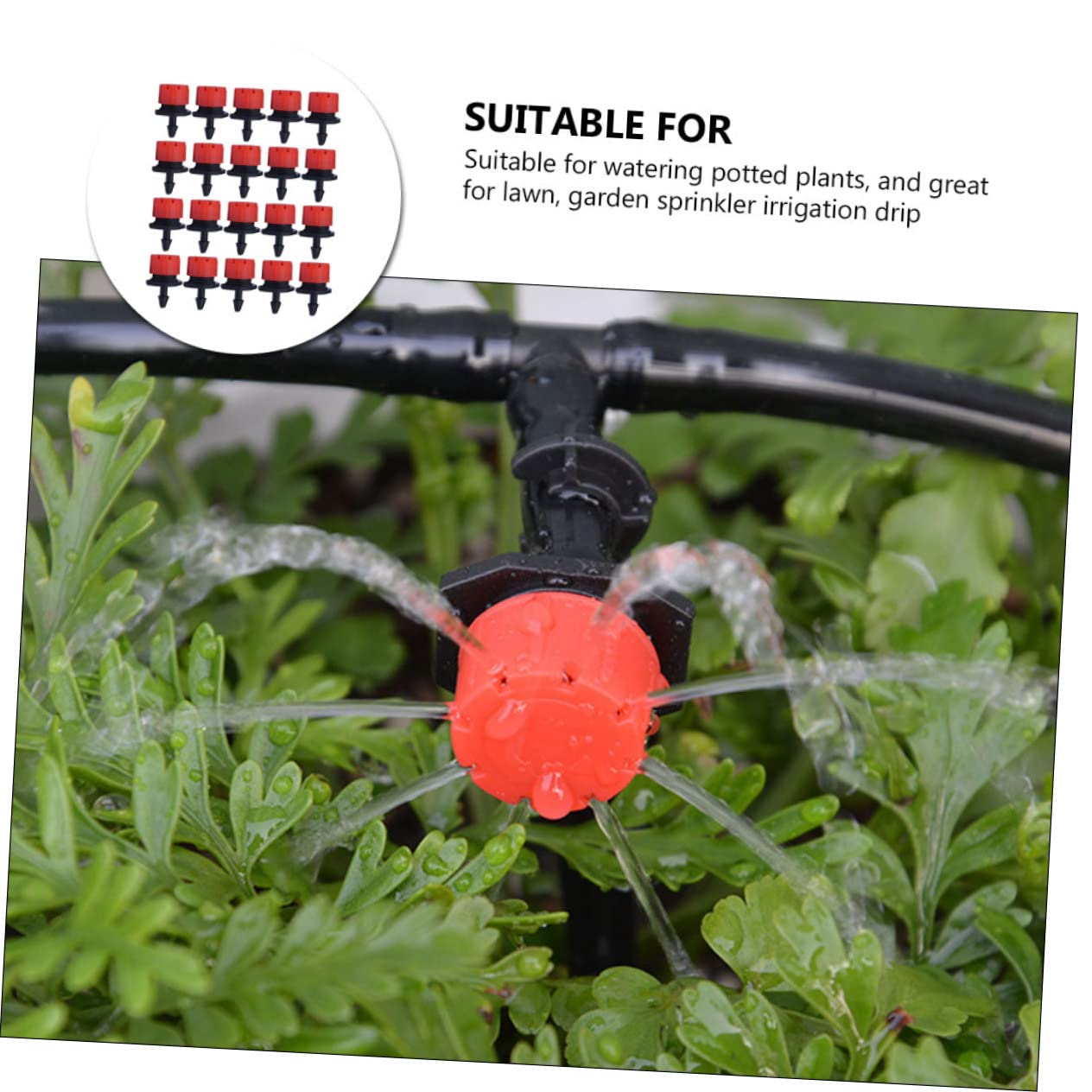 IWOWHERO 100PCS Adjustable Drip Irrigation Emitters Small Red Sprinkler Nozzles for Precise Water Flow Control 8 Holes Drippers for Efficient Garden and Plant Watering System