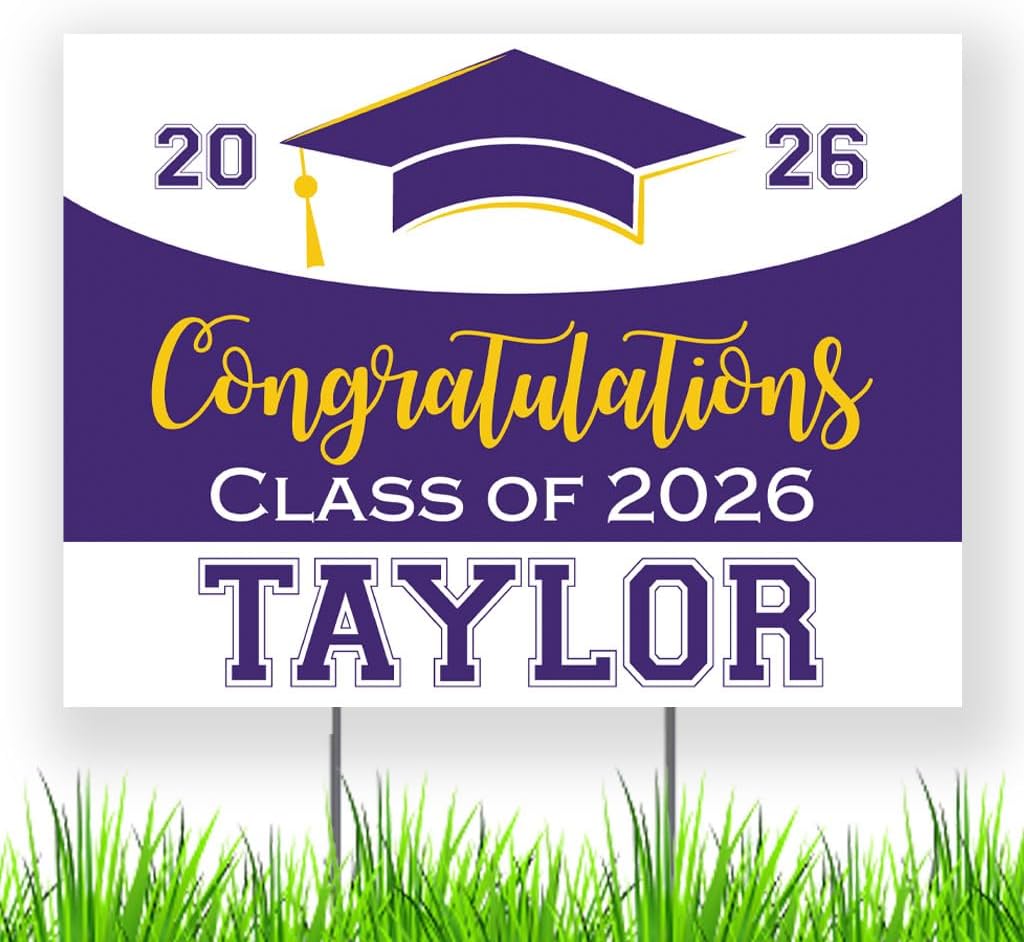 School Spirit Class of 2026 Personalized Graduation Party Yard Sign with Metal Stake