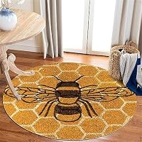 Tapis Rond Salon Imprimé Animaux - Antidérapant, 80 Cm, Microfibre, Pour Intérieur/Extérieur