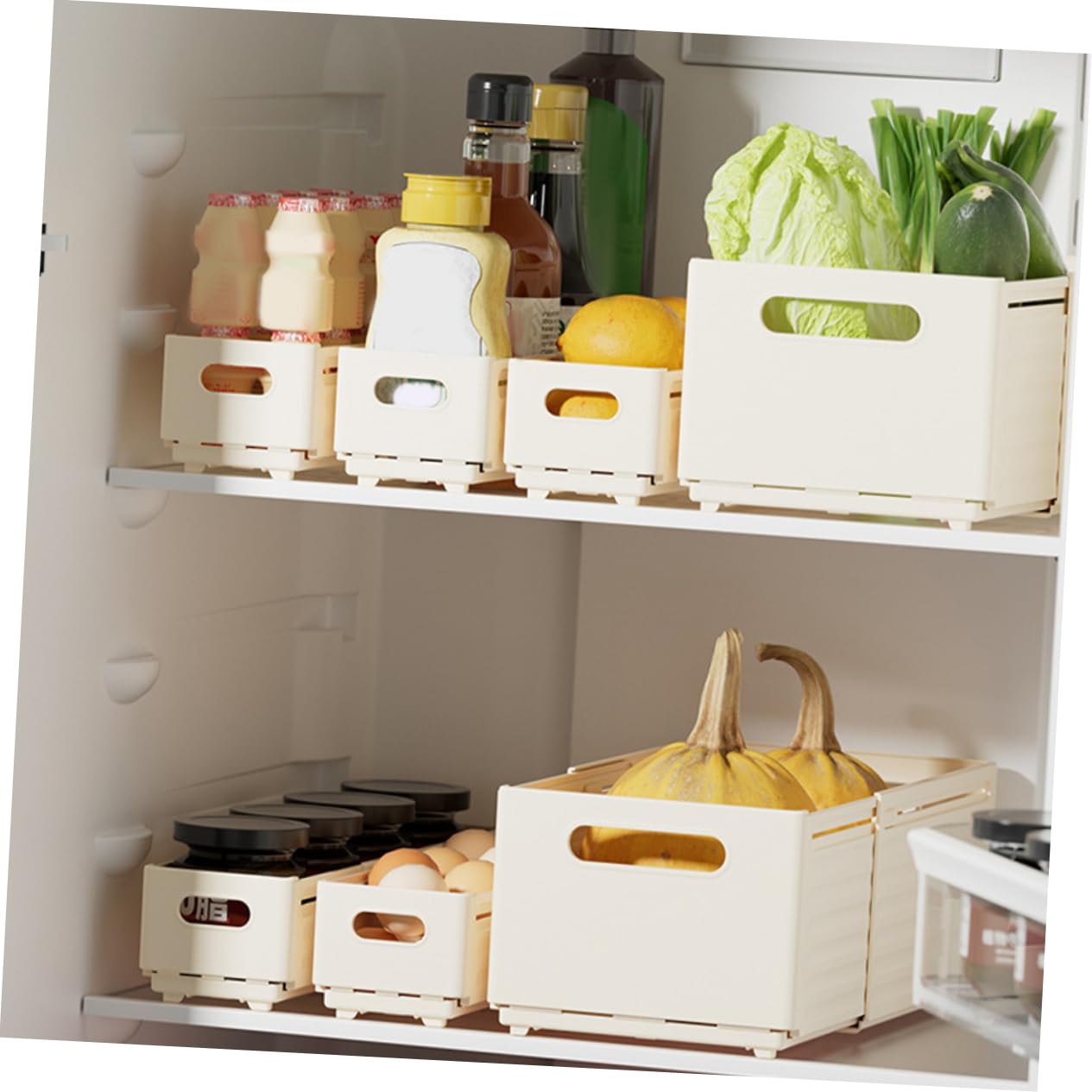 SHINEOFI 2 Cajas de Almacenamiento para Calcetines y Ropa Interior, Pp Beige, Diseño Ajustable, Uso en Oficina y Cocina, Organizador de Cajón