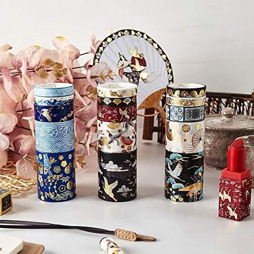 15 Rolls Washi Tape Set, Foil Gold Skinny Decorative, DIY Masking Tape, 15 Designs About Palace Element, Decorative Washi Masking Tape, 8mm - 50mm Wide (Chinese Style)