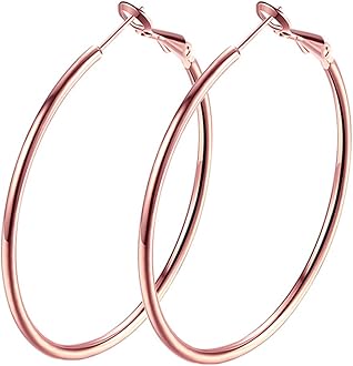 Gold Hoop Earrings,18K Gold Plated Rounded Hoops Earrings for Women
