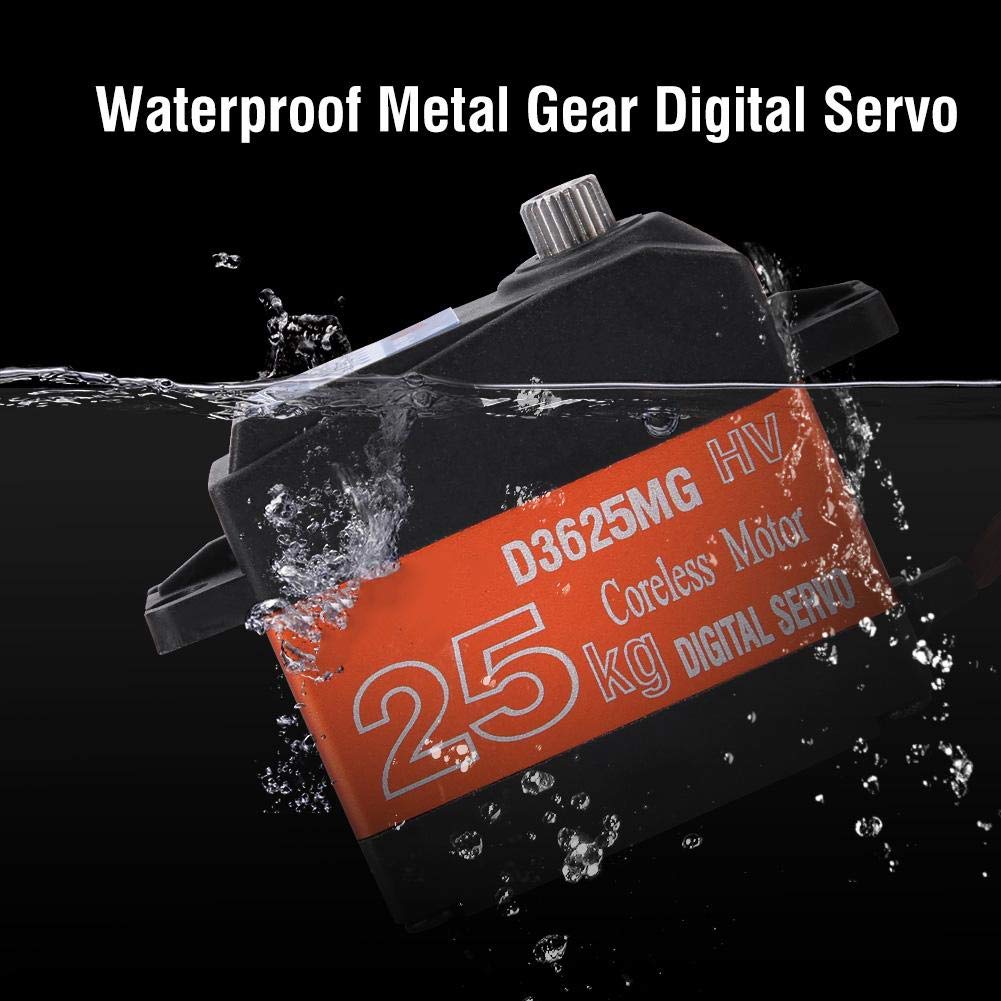 Servo Ingranaggi RC, 1/10 1/8 Servomotore Digitale Impermeabile Ingranaggio Metallico Coppia Elevata 25KG per RC Camion Auto da Corsa Fuoristrada