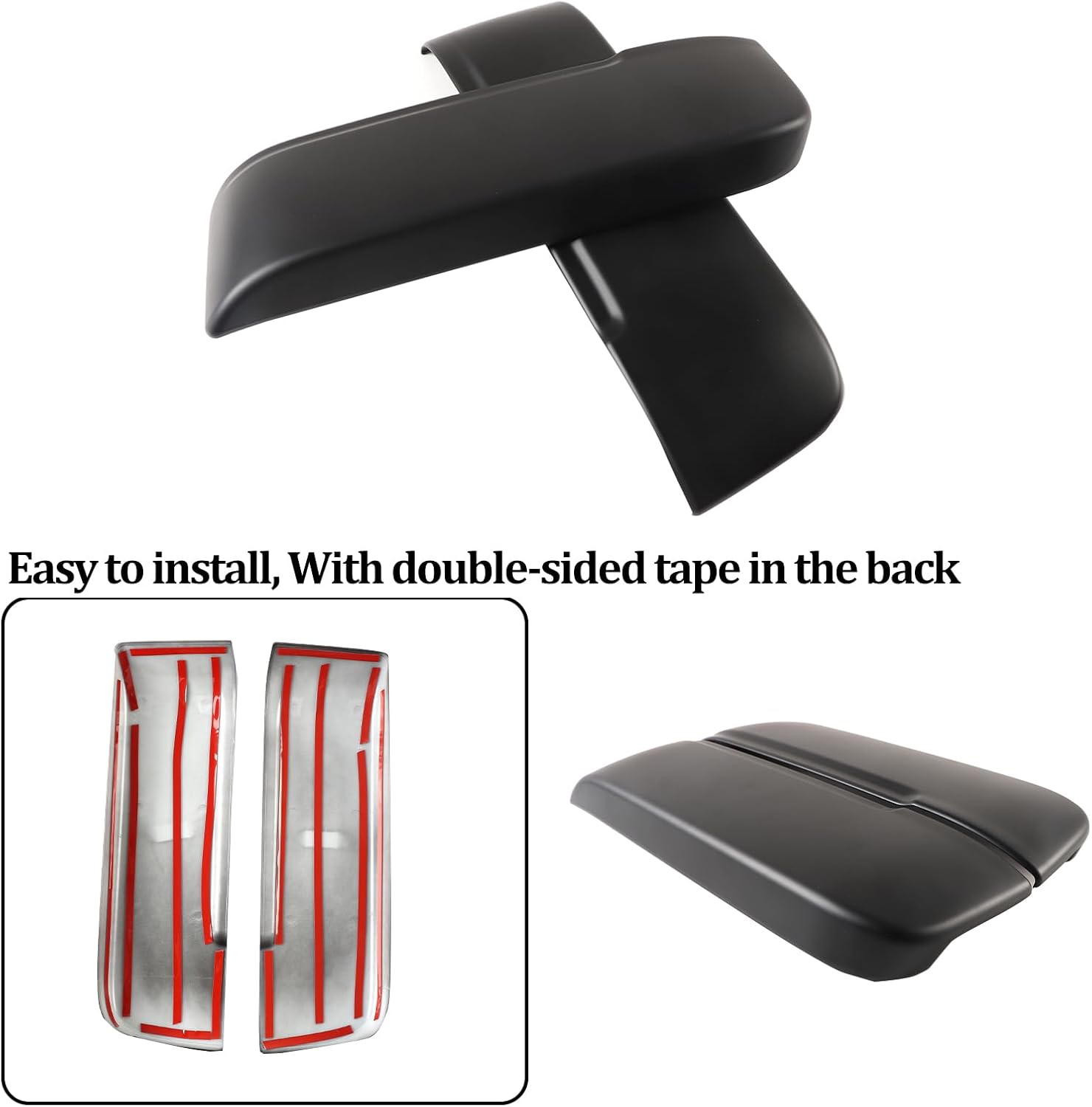 Car Central Control Armrest Protective Cover Compatible with Rivian R1T R1S 2022-2025 ABS Central Control Armrest Cover Waterproof Anti-Scratch Armrest Protector Pad (Matt Black)