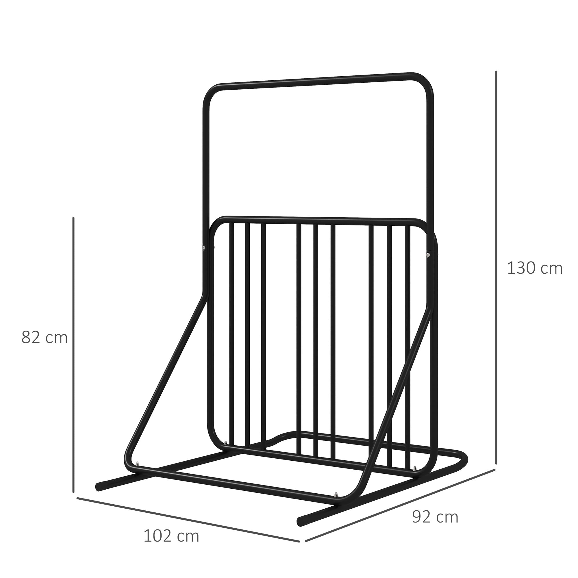 DURHAND Soporte para Bicicletas con asa Doble Cara 102x92x130cm Negro | Soporte para bicicletas de acero resistente a la intemperie, hasta 4 bicicletas
