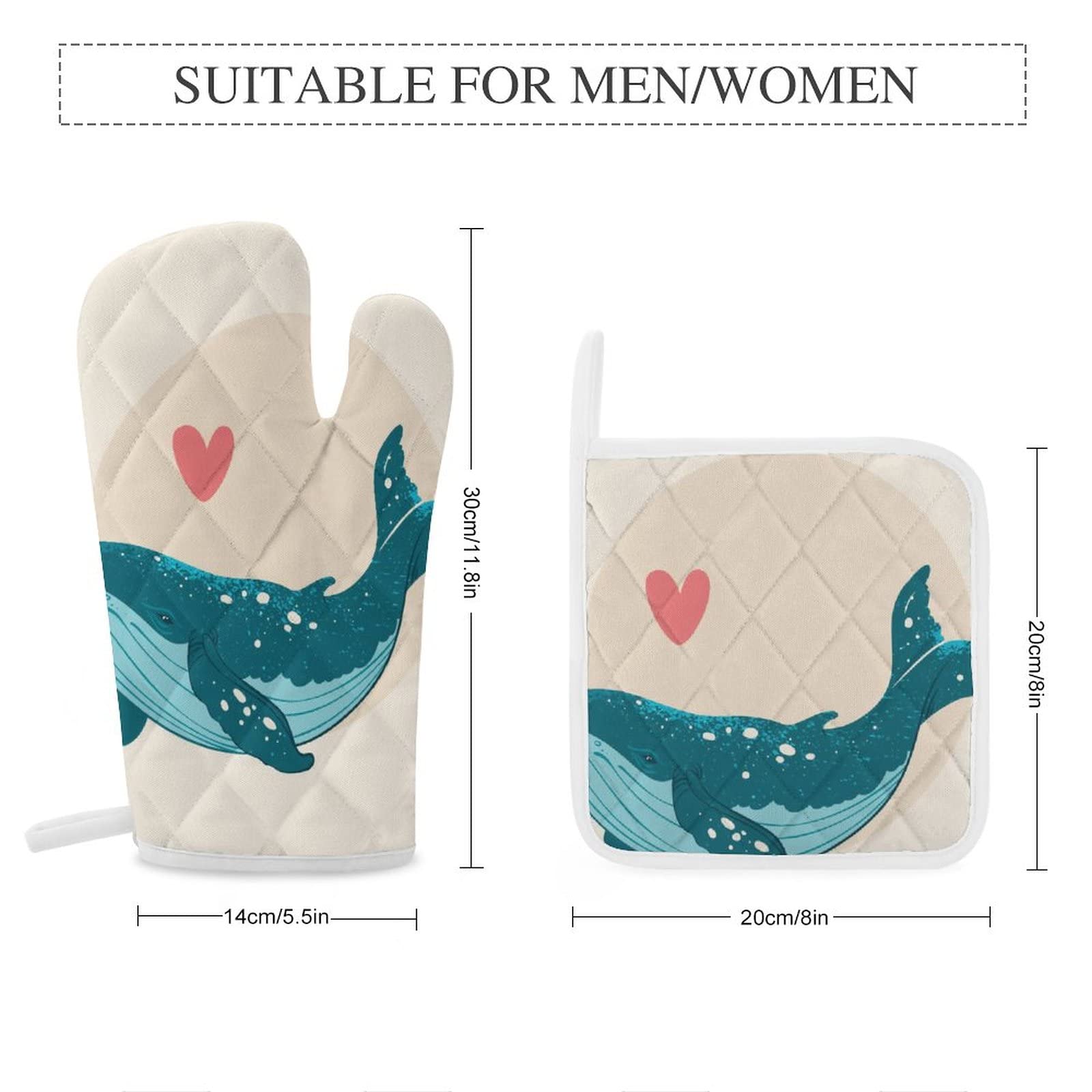 Lot De 2 Maniques Et Maniques En Forme De Queue De Baleine - Résistantes à La Chaleur - Étanches - Pour La Cuisson Et Les Grillades