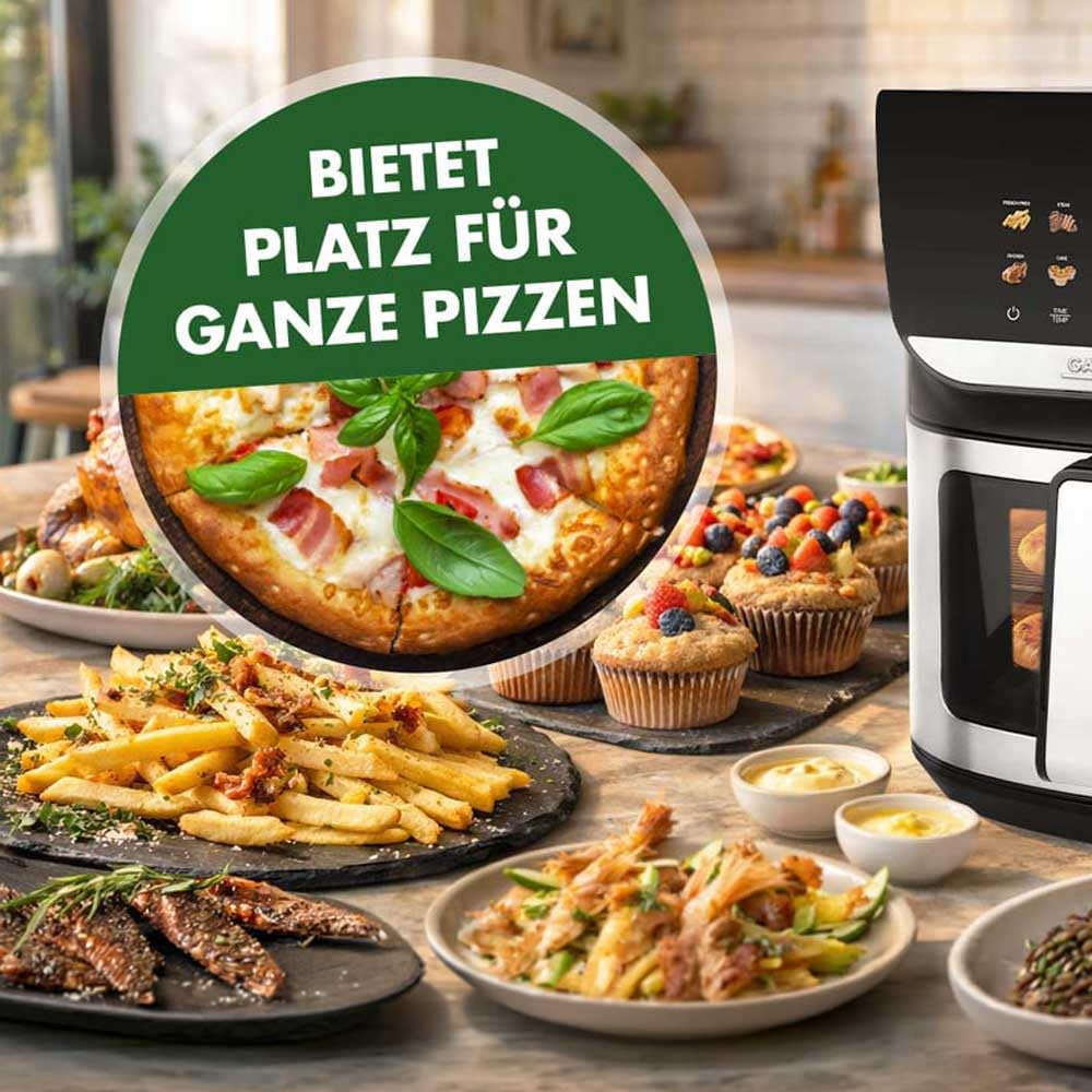 Heißluftfritteuse XXL 8L Familie, Multi Airfryer & Mini Backofen 2000W mit 10 Automatikprogrammen, DuoHeat Ober- und Unterhitze, Touchscreen Farbdisplay, 80-200°C, fettarm mit bis zu 95% weniger Öl