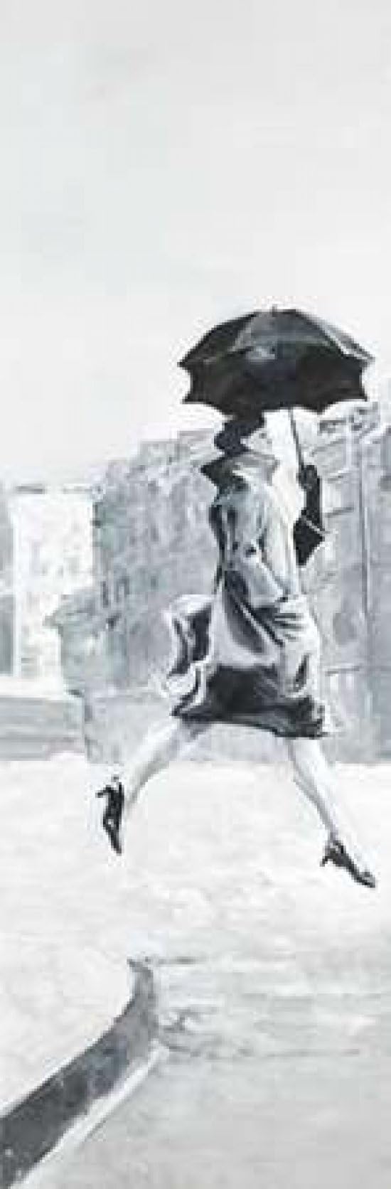 Woman in the Rain Poster Print by Atelier B Art Studio (8 x 24)