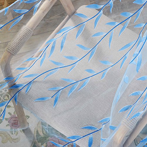 Norbi Willow Voile Tulle Room Window Curtain Sheer Voile Panel Drapes Curtain 39.4'' X 78.8" L (Blue Willow 39.4'' X 78.8") #TOP4