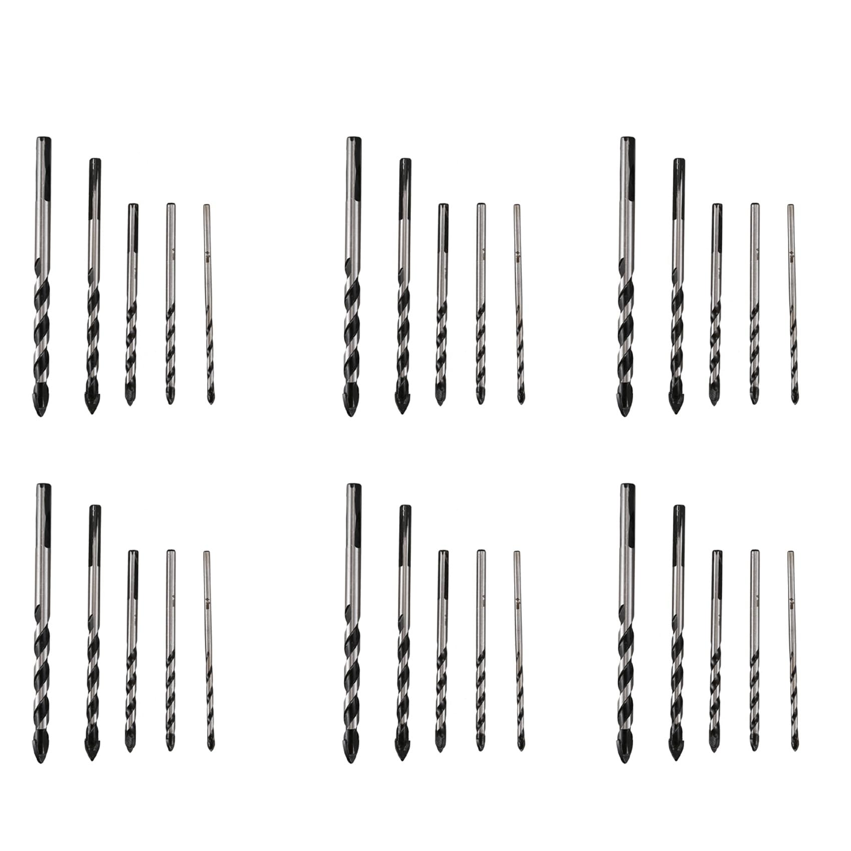 Jnchdghwa Black & Silver 30 Pieces Multi-Material Drill Bit Set For Porcelain Ceramic Tile,(3Mm 4Mm 5Mm 6Mm 8Mm)