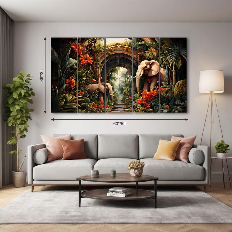 Image of The Castle Decor nature animal painting with frame Big Size 36x60 Wall art for living room,Bedroom,Drawing room,Hotels-Wooden Framed-738