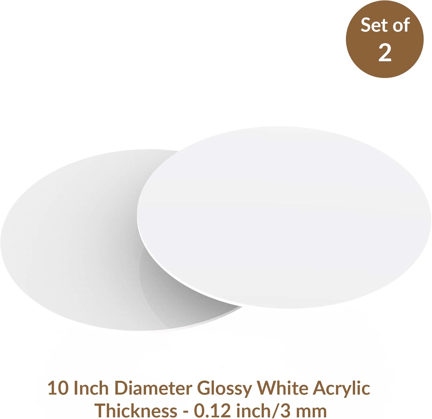Get Special Price Lacupella Cake Board 10 Inch - Reusable White Glossy Acrylic Round Disk Set of 2 - 1/8 or 0.12 inch thickness for Cake Presentation Replacing Corrugated Board