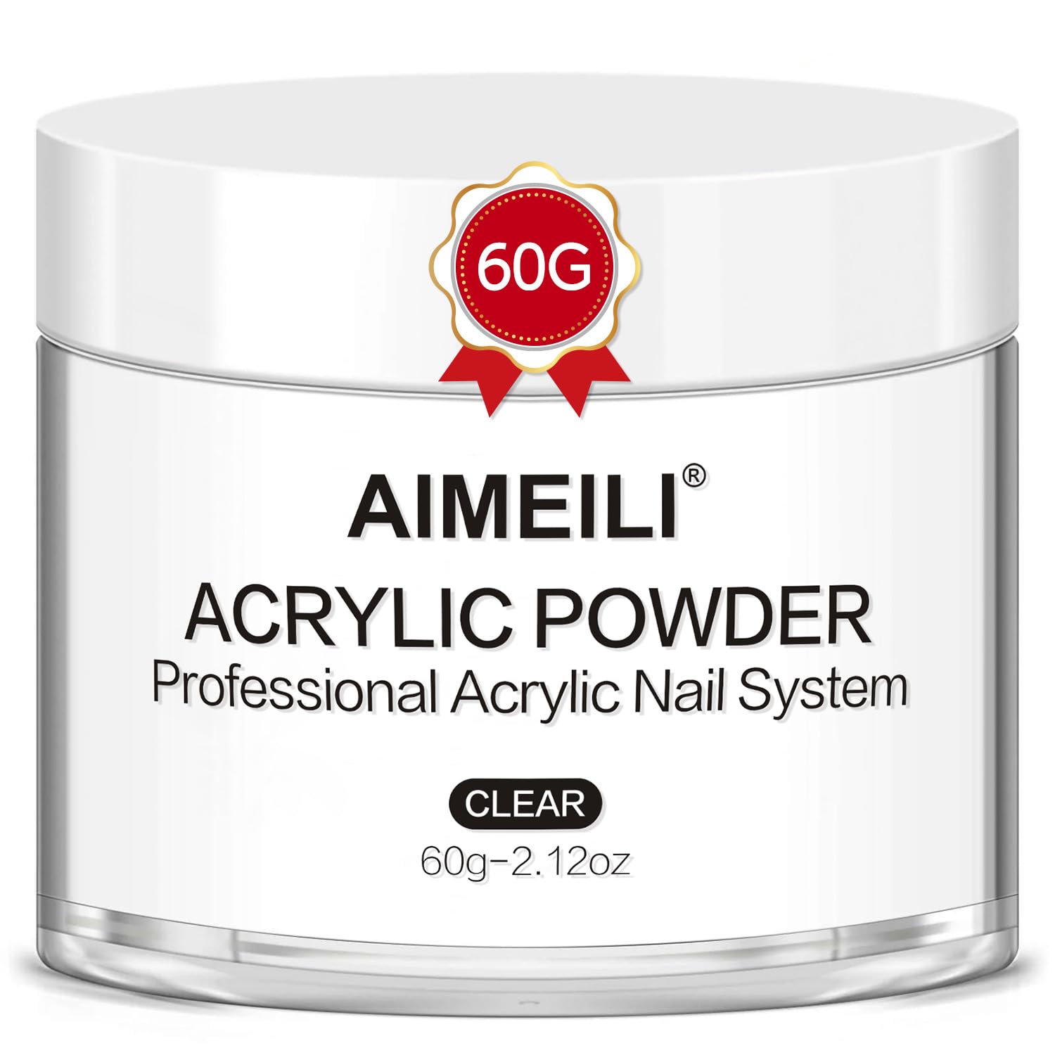 AIMEILI Przezroczysty puder akrylowy – akrylowy proszek do paznokci do przedłużenia, nie wymaga lampy, 60 g