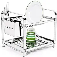 Escorredor Mak Inox Aço Inox 12 Pratos Porta talher Aço Inox