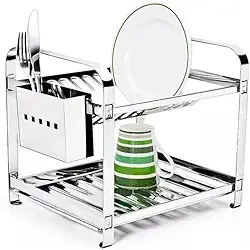 Escorredor Mak Inox Aço Inox 12 Pratos Porta talher Aço Inox