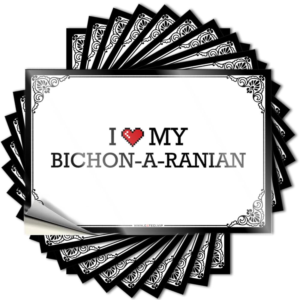 Fzfn Colour Decals House Stuff Easy Apply | I Love My Bichon-A-Ranian Happy Bumper Peel And Stick(6X9cm)
