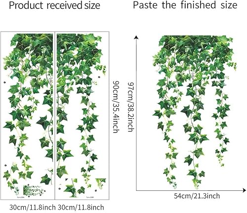 Miniatura 2 de Calcomanías de pared colgantes de vid para sala de estar, dormitorio, hojas de hiedra verde, plantas, calcomanías de pared y murales para sofá, TV,