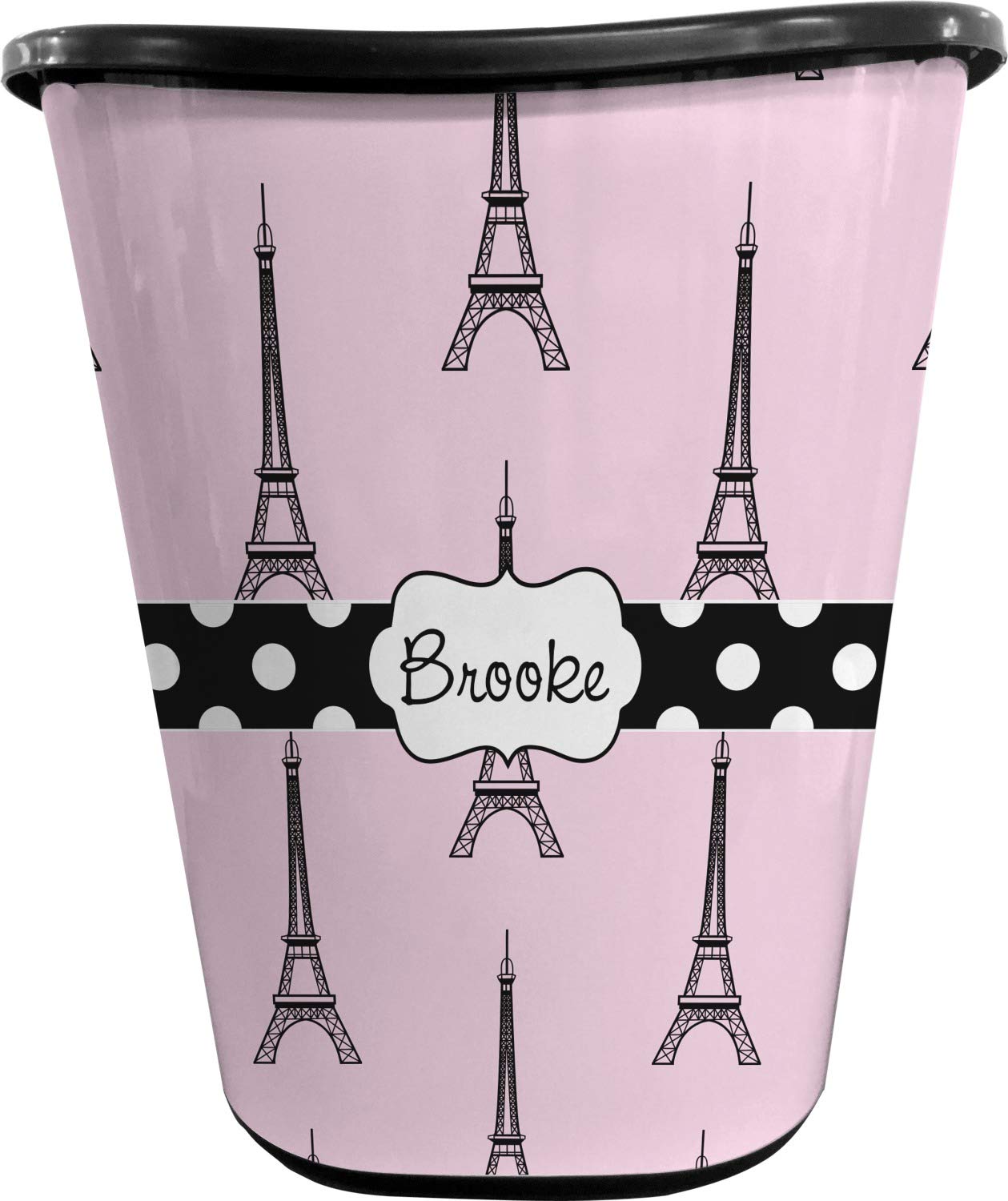 Personalized Eiffel Tower Waste Basket - Double Sided (Black)