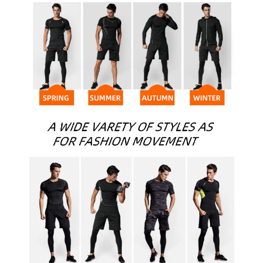 Ensemble de survêtement pour Homme Ensemble de Sport 5 pièces Vêtements de Sport Extensibles Ensemble de Course à Pied pour Entraînement de Fitness