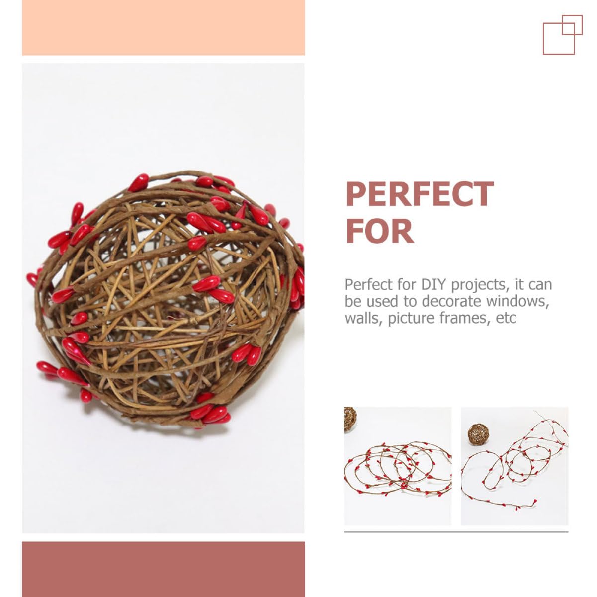 3 Series Guirnalda De Baya Roja Artificial para Decoración Navideña DIY Rattan Simulado De Baya Roja Adornos De Navidad para Interiores Y Exteriores Metros De 4 Piezas X 3