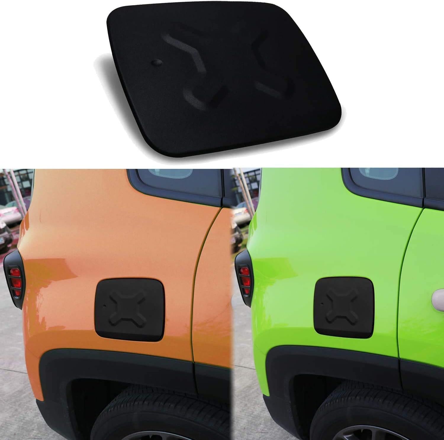 Fuel Filler Door Gas Tank Cap Cover For Jeep Renegade 2015 2016 2017 2018 2019 2020 2021 Aluminum Exterior Accessories Gas Lid Cover (Black)