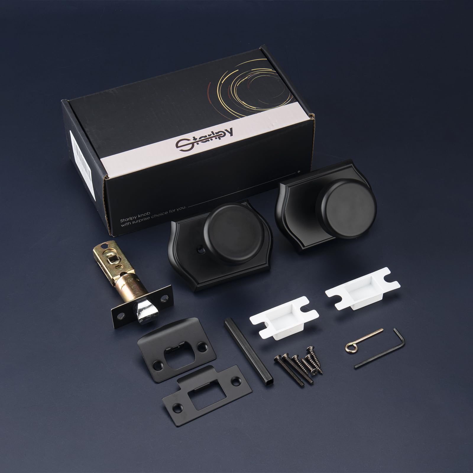 Black Privacy Door Knob with Push Lock - FREE SHIPPING -4