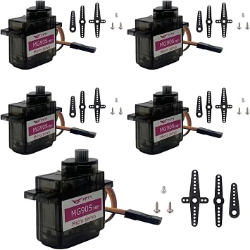 5 Pcs MG90S Servo Motor-Metal Gear 9g Micro Servo for RC Car Robot Helicopter, Mini Servos for Arduino Project5pcs mg90s