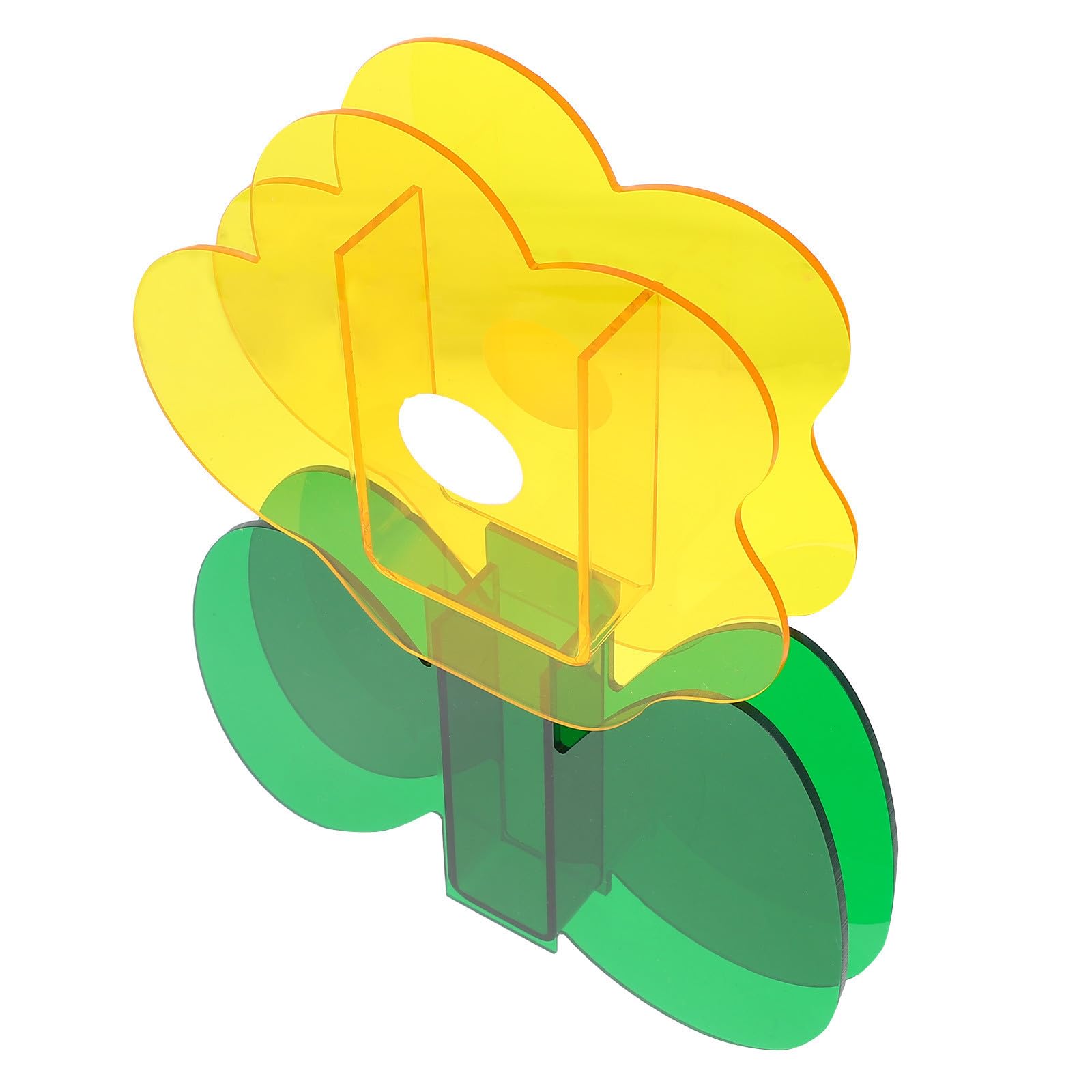 Jarrón de flores acrílico amarillo con diseño geométrico moderno