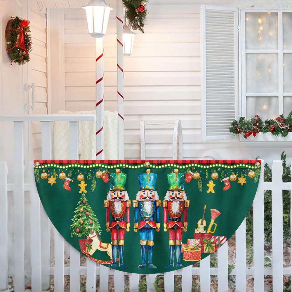 American Flag Nutcracker Merry Christmas Non-Pleated Fan Flag TQN3772FL, 1.5x3 ft, 1 Pack Suitable for Outdoor and Indoor
