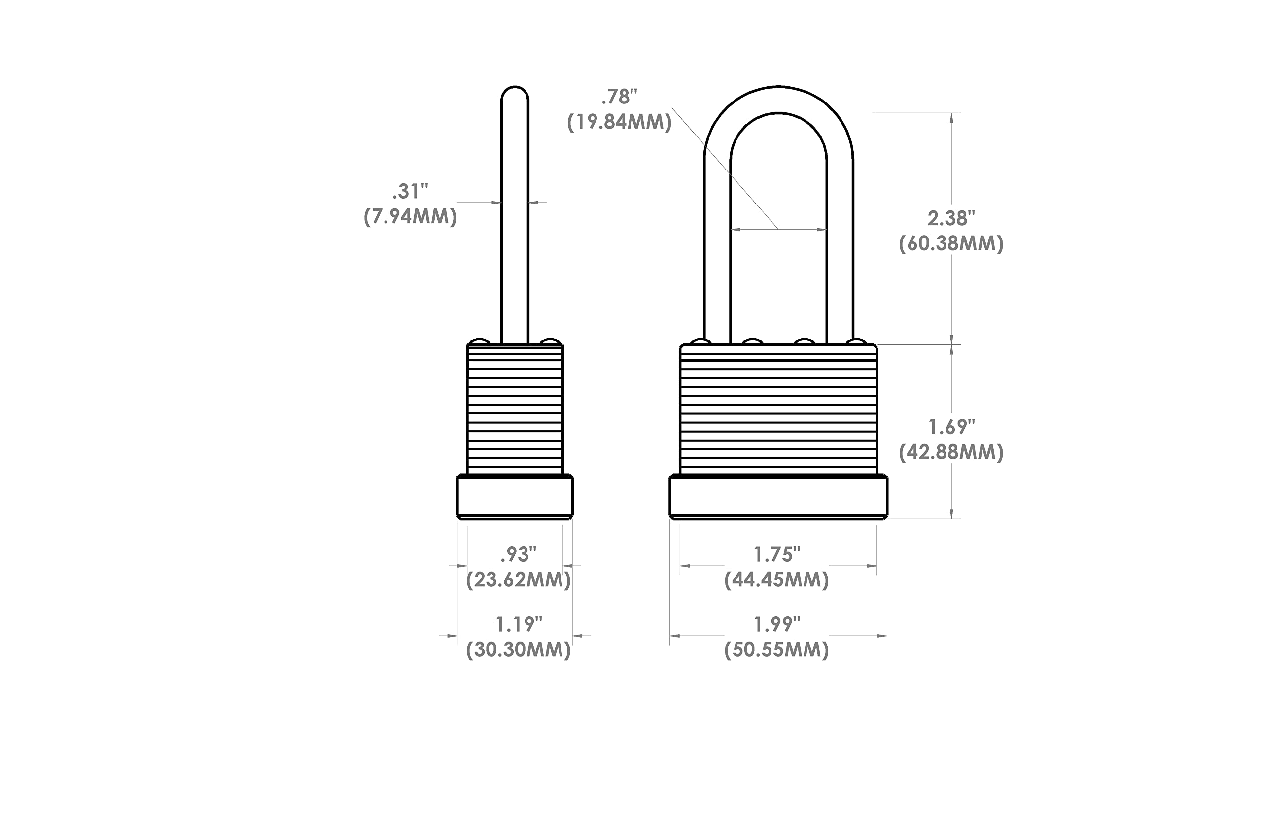 BRINKS Commercial Weather Resistant Padlock – 44mm Laminated Steel With 2-3/8" Boron Shackle, TPE Coated For Outdoor Security