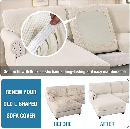 Miniatura 6 de H.VERSAILTEX Fundas para sofá modular, 8 piezas, fundas elásticas para sofá seccional, funda de sofá separada en forma de L para sofá izquierdo o