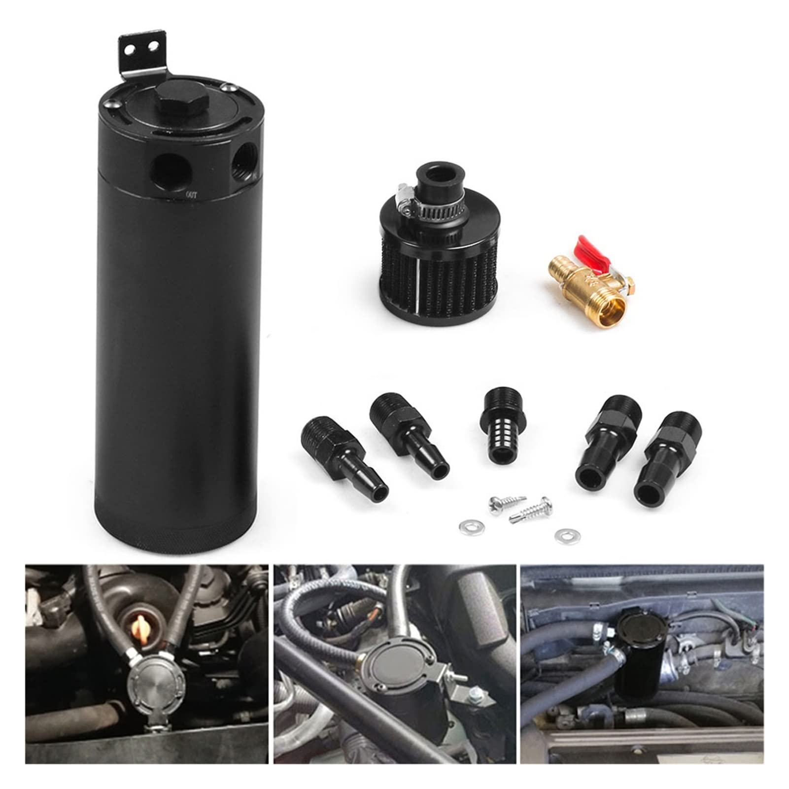 CAREG Uniwersalny 3/8" NPT. Billet Aluminium BAffed 2-Port Catch Call Can z silnikiem oddechowym Mini Oil Separator