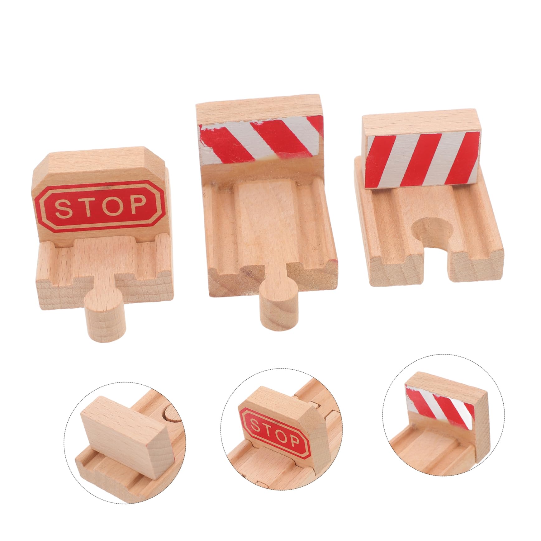 Toyvian Train Track Accessory 3 Pack Wooden Railway Tracks Model Train Toys Concave Molding Simple Generous Design for Boys and Girls