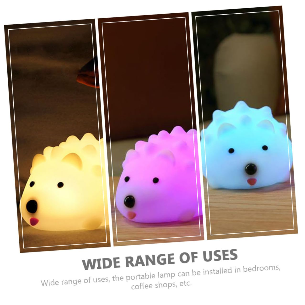 Anneome Luz de Noche Erizo de Silicona Color Claro LED y USB | Cable USB y Mando a Distancia, Diseño Regulable y Tacto Suave, Decoración de Mesa para Cafeterías