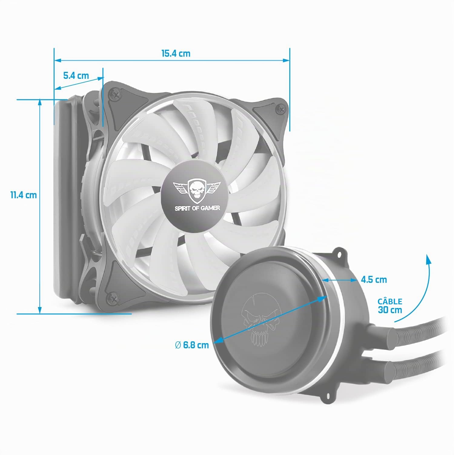 Spirit Of Gamer – LIQUID FORCE 120 ARGB - Kit WatercoolingpPour Processeurs Intel Et AMD – Rétro-Eclairage RGB Adressable 3 Pin / 5 Volts – Ventilateur 120mm